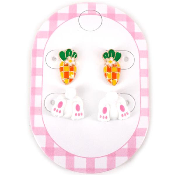 EASTER CARROT BUNNY STUD EARRING SET