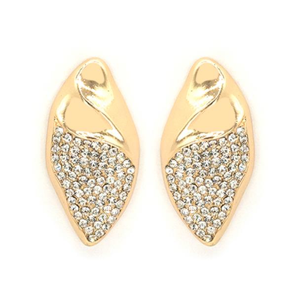 RHINESTONE CURVED METAL STATEMENT STUD EARRINGS