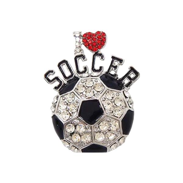 RHINESTONE SOCCER-THEMED BROOCH FEATURING