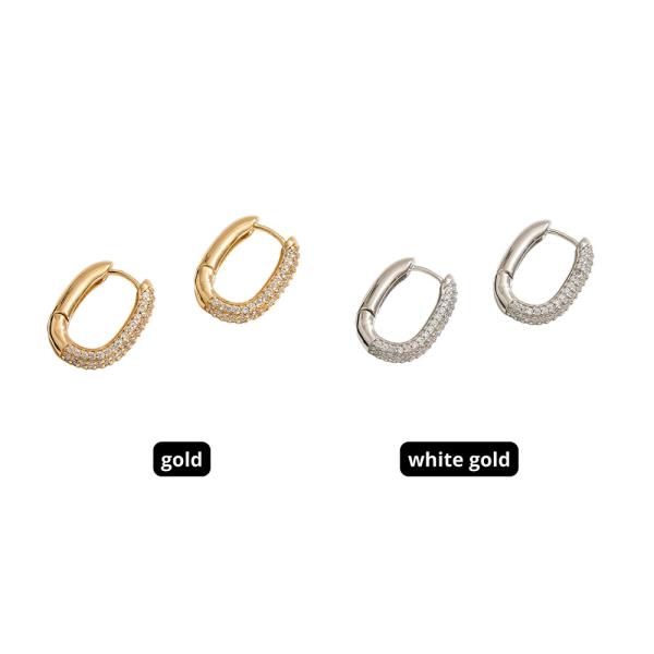 14K GOLD DIPPED OVAL CZ HUGGIE HOOP EARRING