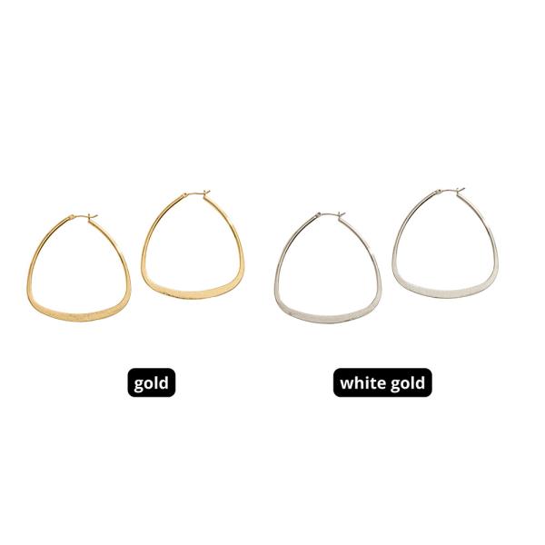 14K GOLD DIPPED ROUNDED TRIANGLE PIN CATCH HOOP EARRING