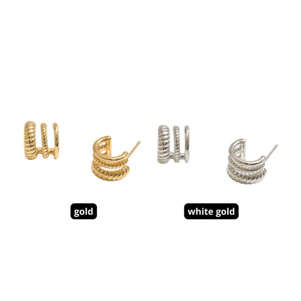 14K GOLD DIPPED TRIPLE ROPE TEXTURE POST EARRINGS