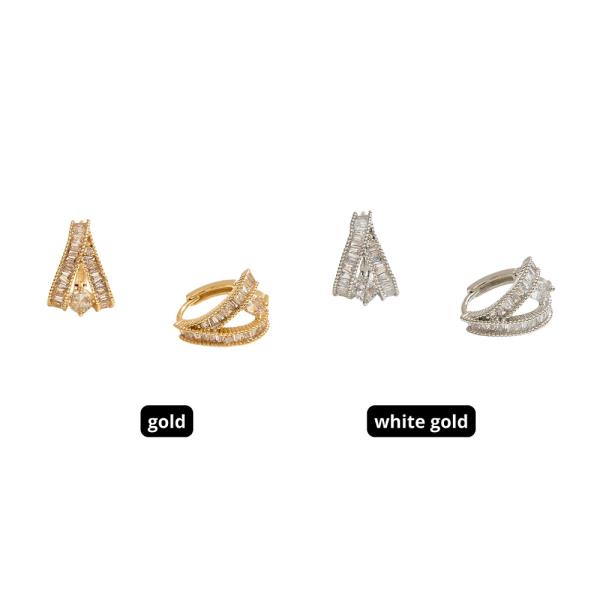 14K GOLD DIPPEZ CZ DOUBLE ROW HUGGIE HOOP EARRING