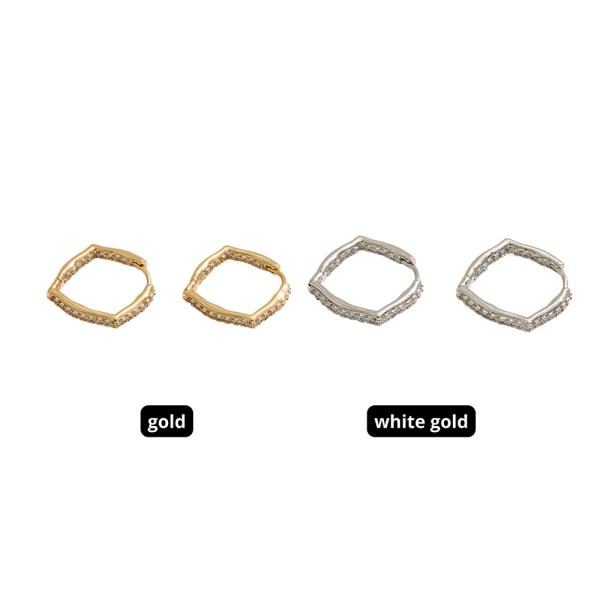 14K GOLD DIPPED CZ HUGGIE HOOP EARRING