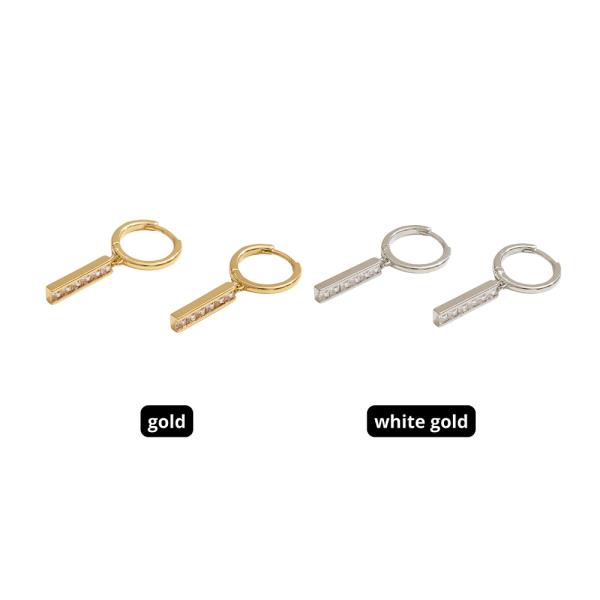 14K GOLD DIPPED CZ I SHAPED HUGGIE EARRING