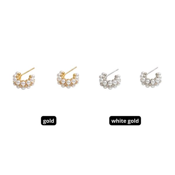 14K GOLD DIPPED PEARL CLUSTER CZ POST EARRING