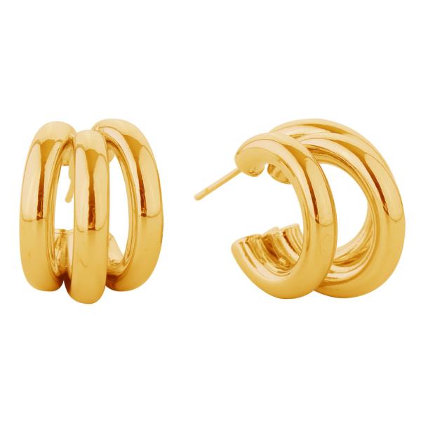 14K GOLD DIPPED PUFFY C HOOP EARRINGS