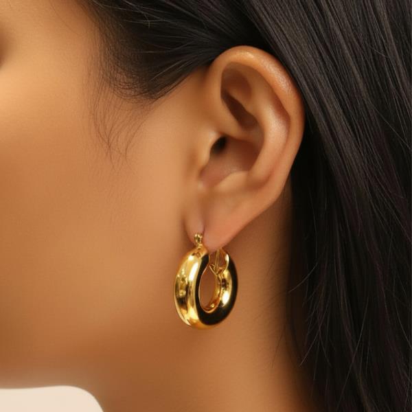 14K GOLD DIPPED PUFFY HOOP EARRING