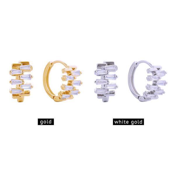 14K GOLD DIPPED DISORGANIZED CZ HUGGIE EARRING