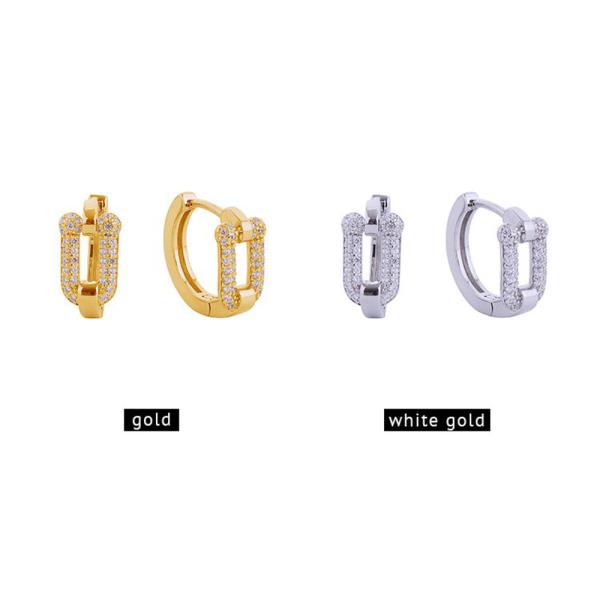 14K GOLD DIPPED HUGGIE HOOP CZ PAVED EARRING