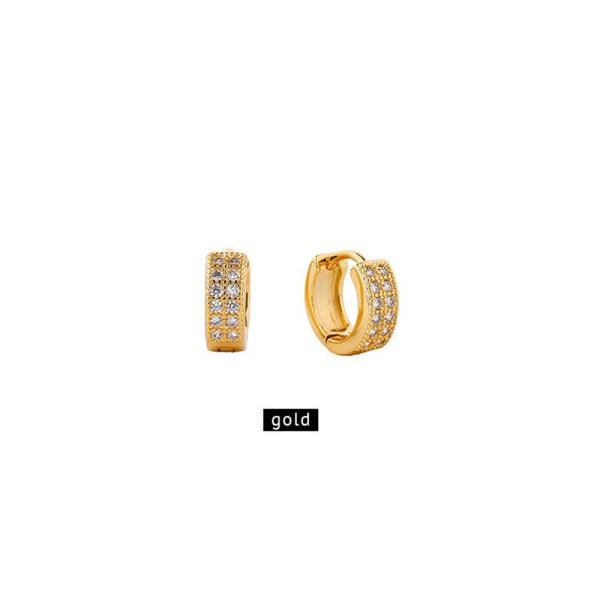 14LK GOLD DIPPED HUGGIE HOOP CZ PAVED EARRING