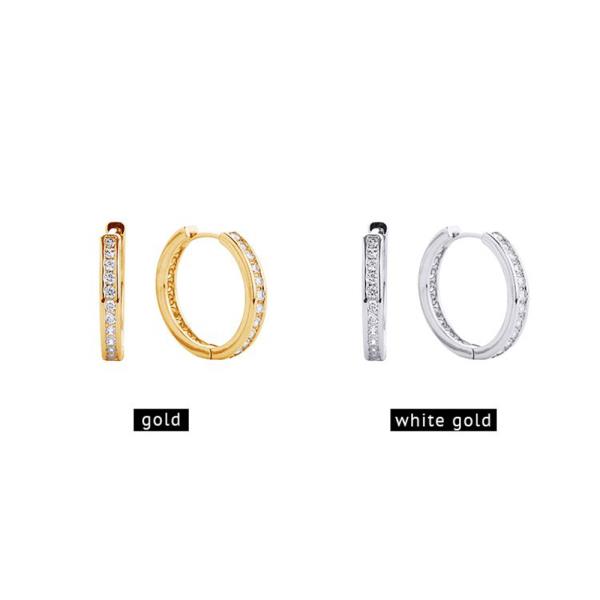 14K GOLD DIPPED HUGGIE HOOP CZ PAVED EARRING