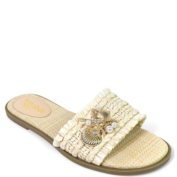 RAFFIA BAND SANDAL W METAL CHARM 12 PAIRS