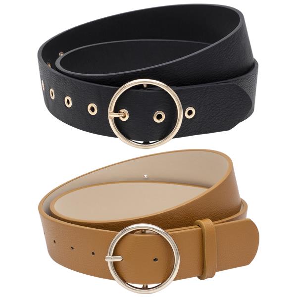 CIRCLE BUCKLE JEAN BELT (2 PC SET)