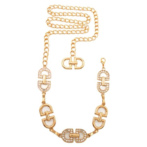 RHINESTONE D SHAPE CHAIN BELT