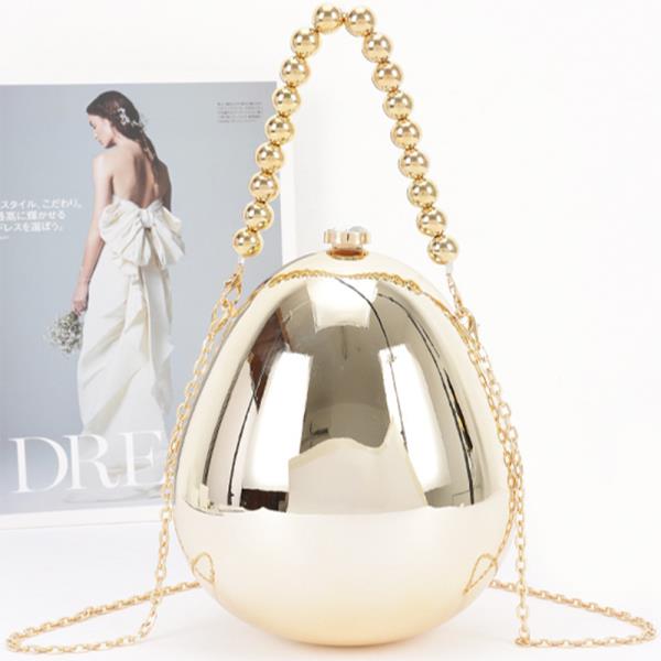 OVAL METALLIC ACRYLIC CLUTCH CROSSBODY BAG