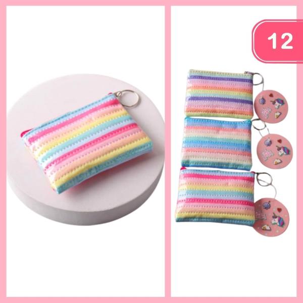 PERFORATED STRIPE COIN POUCH KEYCHAIN (12 UNITS)