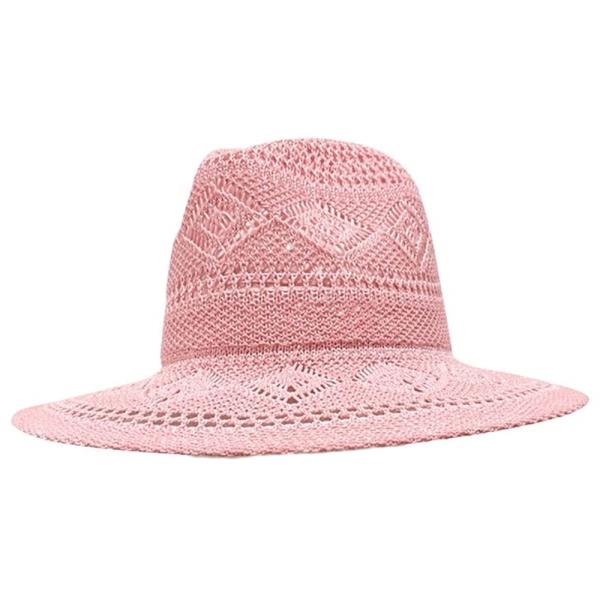 OPEN WEAVE WOVEN STRAW FEDORA CROWN STRAIGHT BRIM SUN HAT