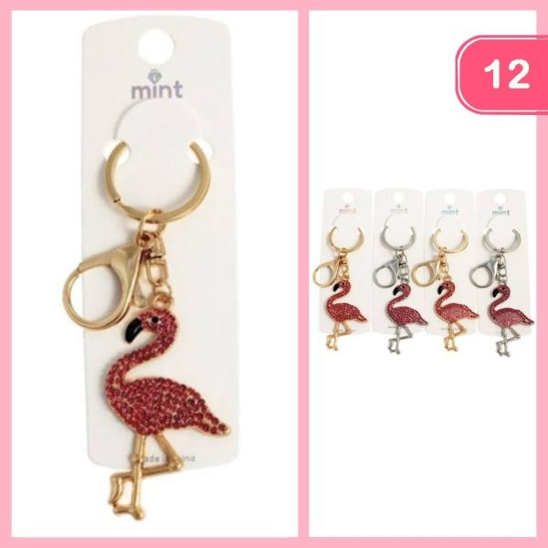 RHINESTONE FLAMINGO KEYCHAIN (12 UNITS)