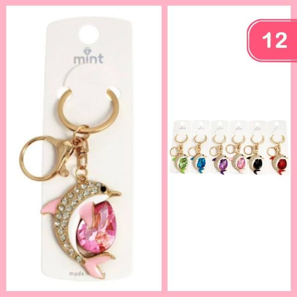 RHINESTONE DOLPHIN KEYCHAIN (12 UNITS)