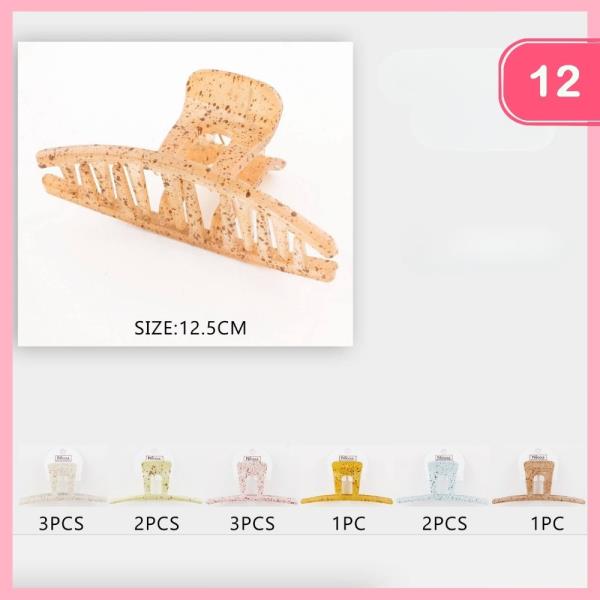CLEAR GLITTER HAIR CLAW CLIP (12 UNITS)