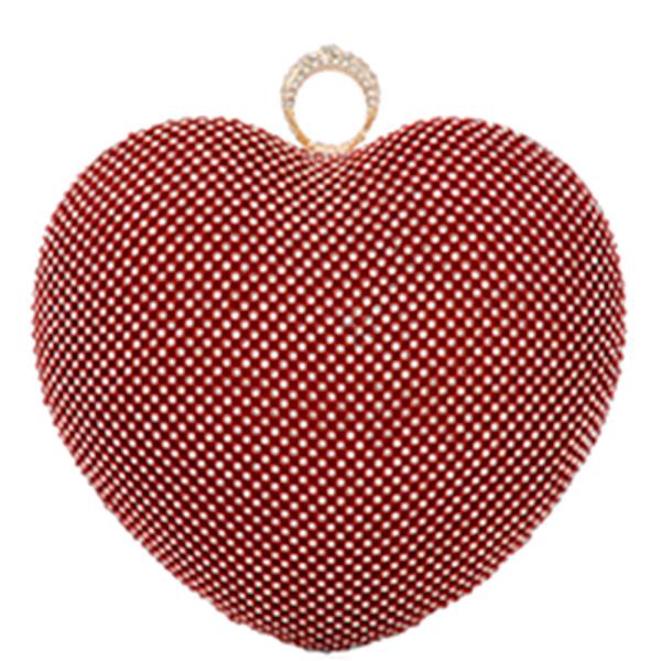 RHINESTONE HEART EVENING CLUTCH BAG
