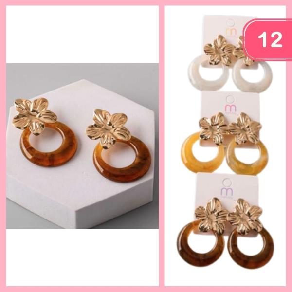 HIBISCUS MARBLE DOOR KNOCKER EARRINGS (12 UNITS)