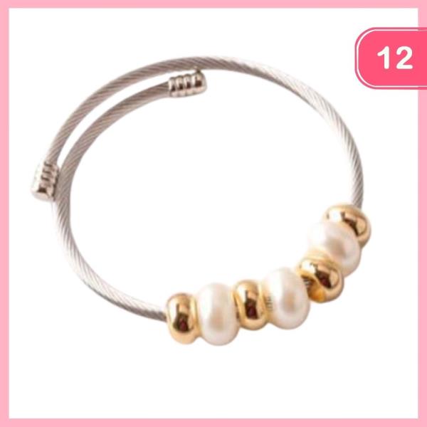 PEARL BEADS COIL WRAP BRACELET (12 UNITS)