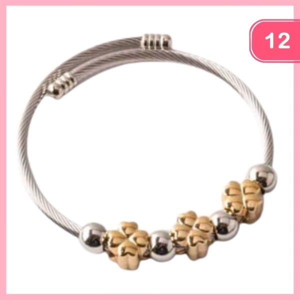 LUCKY CLOVER BEADED COIL WRAP BRACELET (12 UNITS)