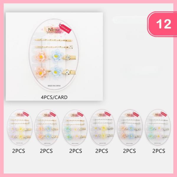 FLOWER HAIR PINS (12 UNITS)