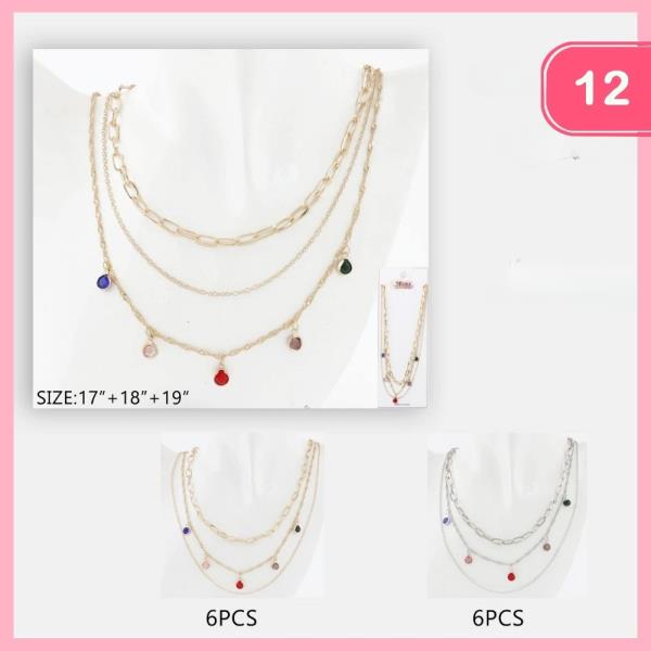 LAYERED RHINESTONE NECKLACE (12 UNITS)