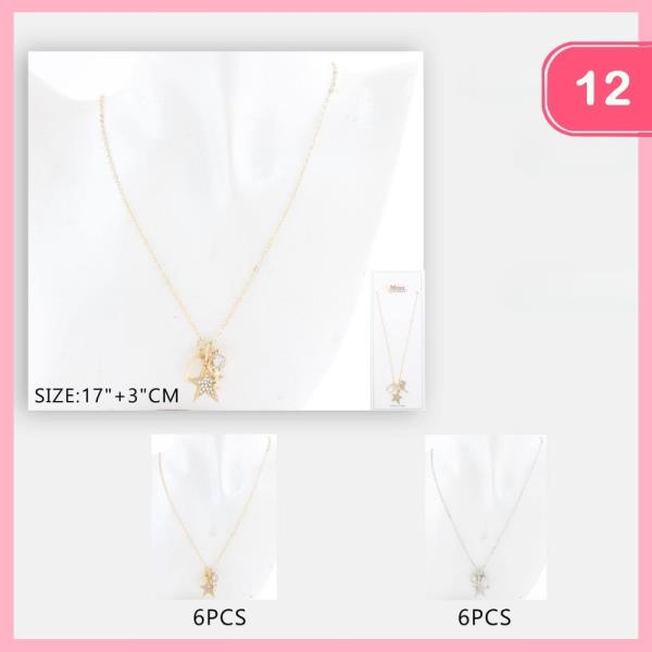 RHINESTONE STAR PENDANT NECKLACE (12 UNITS)