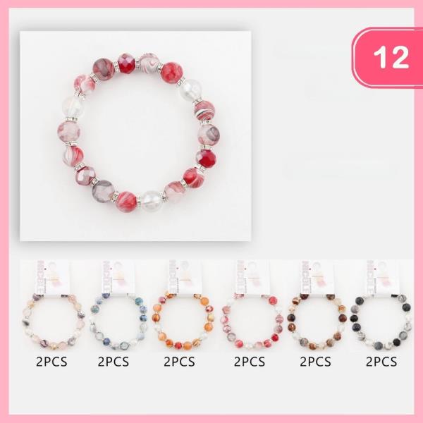 RHINESTONE BEADED BRACELET (12 UNITS)