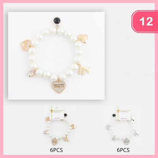 BEADED #1 MOM PENDANT BRACELET (12 UNITS)