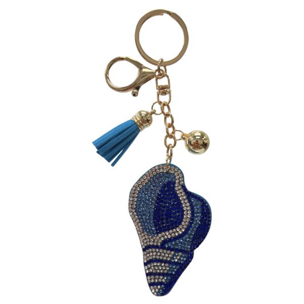 RHINESTONE SEASHELL KEYCHAIN WITH TASSEL