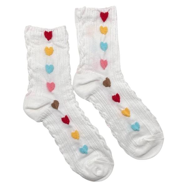 HEART PATTERN RUFFLE CREW SOCKS