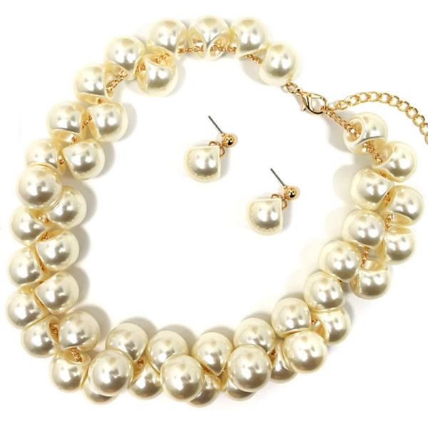 PEARL CHAIN NECKLACE EARRING SET