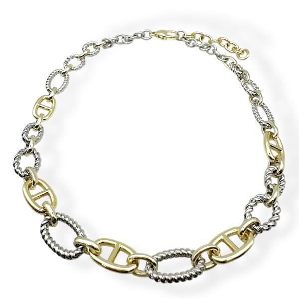 TWO TONE CABLE LINK CHAIN NECKLACE