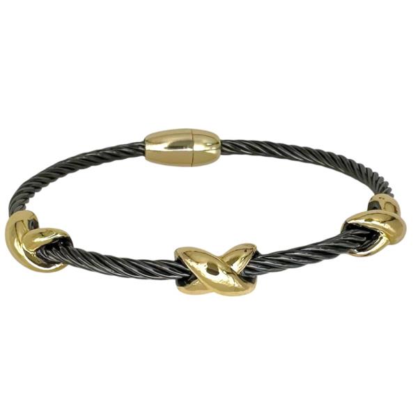 GOLD HEMATITE CABLE TRIPLE “X” BANGLE