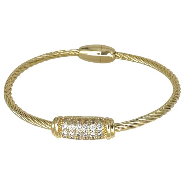 RH CABLE TWO TONE CZ PAVE BAR BANGLE