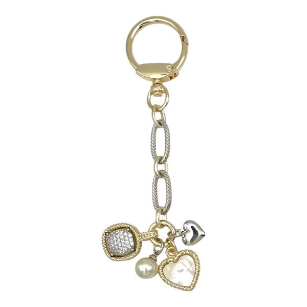TWO TONE CZ PAVE SQUARE BAG CHARM