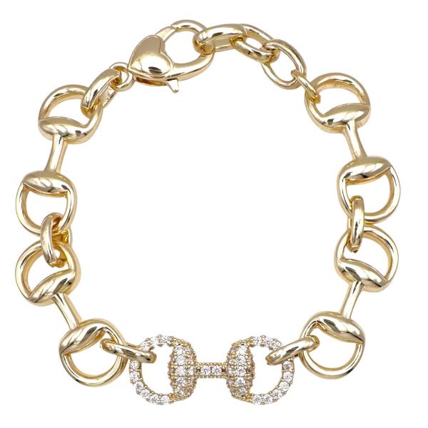GOLD HORSEBIT CZ PAVE BRACELET