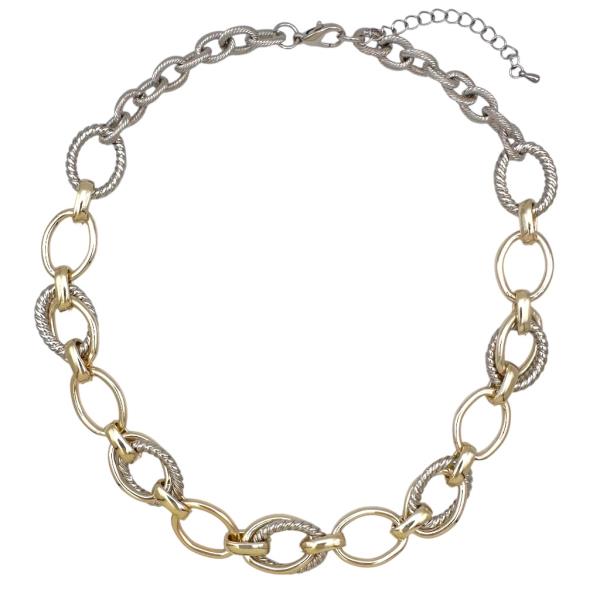 TWO TONE “X” CABLE LINK CHAIN NECKLACE