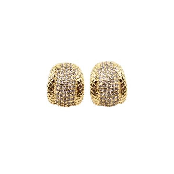 CZ CRYSTAL STONE PAVE CURVE EARRINGS