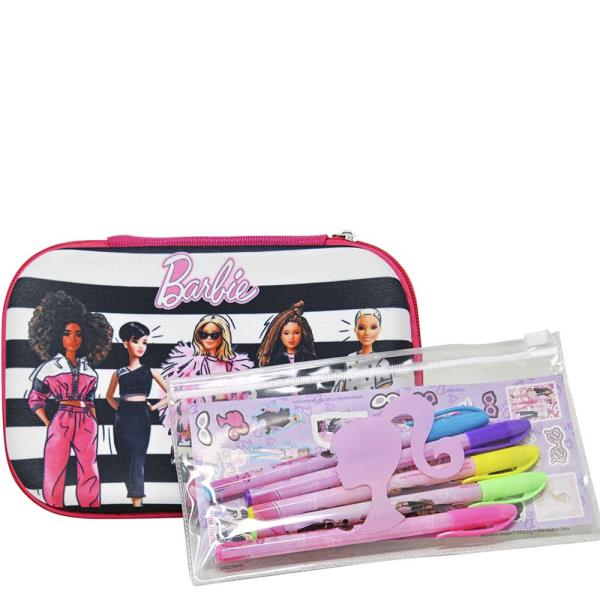 BARBIE MOLDED PENCIL CASE AND GEL PEN SET
