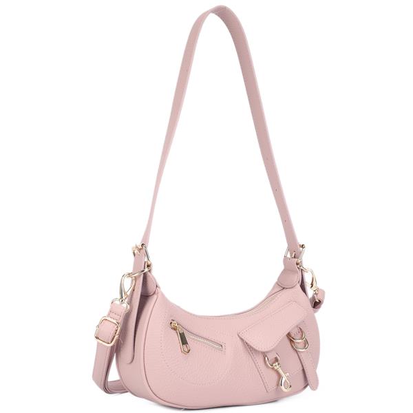 STYLISH DESIGN ZIPPER SHOULDER BAG W STRAP