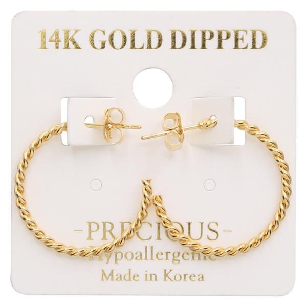 14K GOLD DIPPED TWIST HOOP EARRING