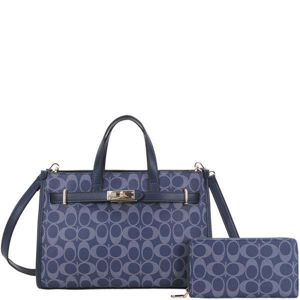 2IN1 OVAL PRINT SATCHEL BAG W WALLET SET