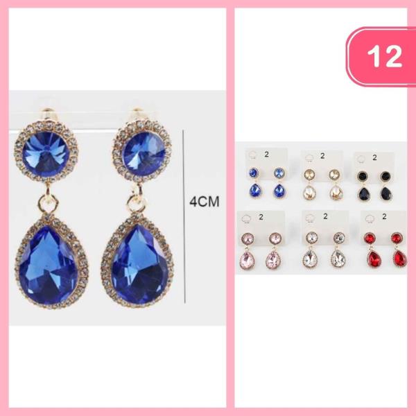 RHINESTONE DANGLE EARRINGS (12 UNITS)