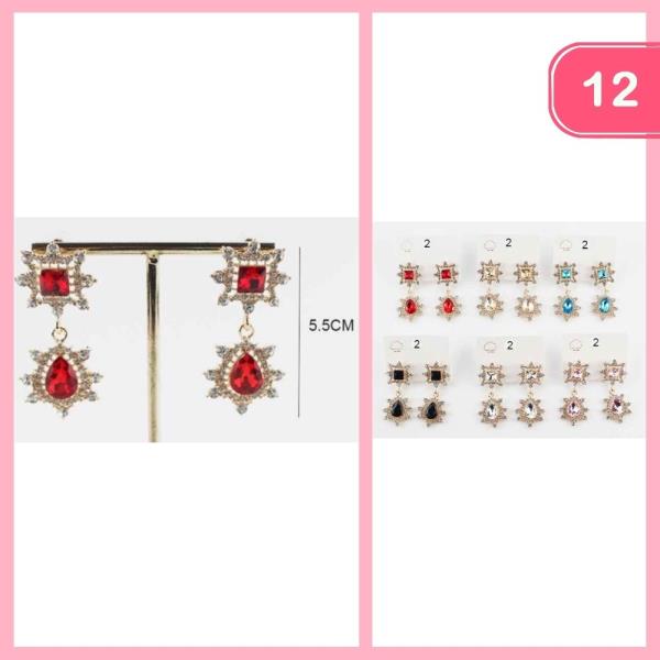 RHINESTONE DANGLE EARRINGS (12 UNITS)